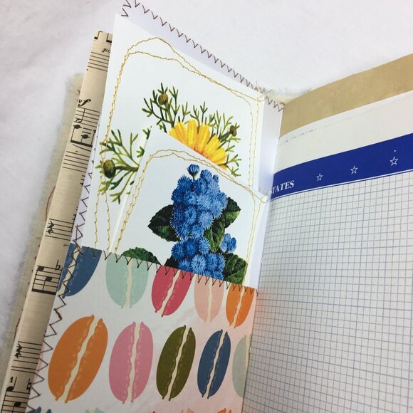 Writing Junk Journal Vintage Style Fabric Cover Diary Includes Ephemera No 7 u - Picture 7 of 10